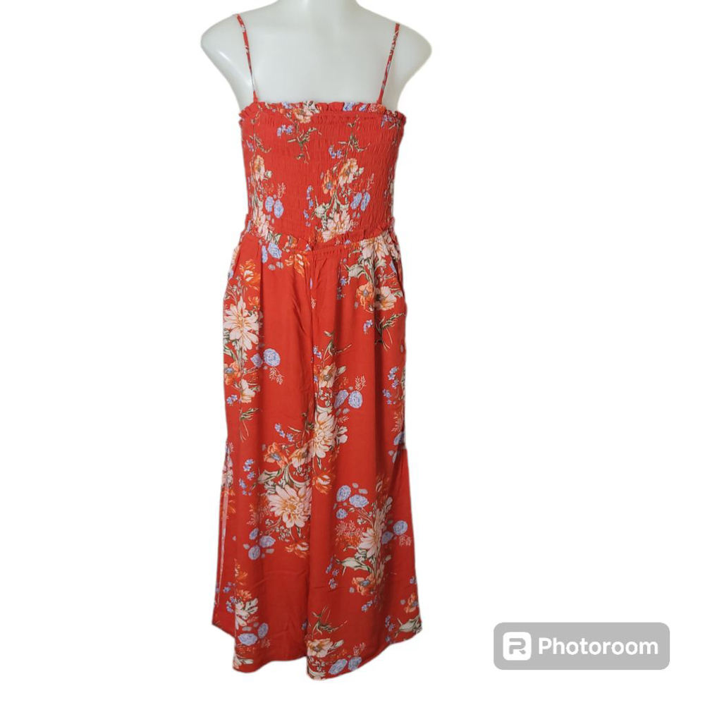 Women's American Eagle Floral Jumpsuit Size M Red - Picture 2 of 10